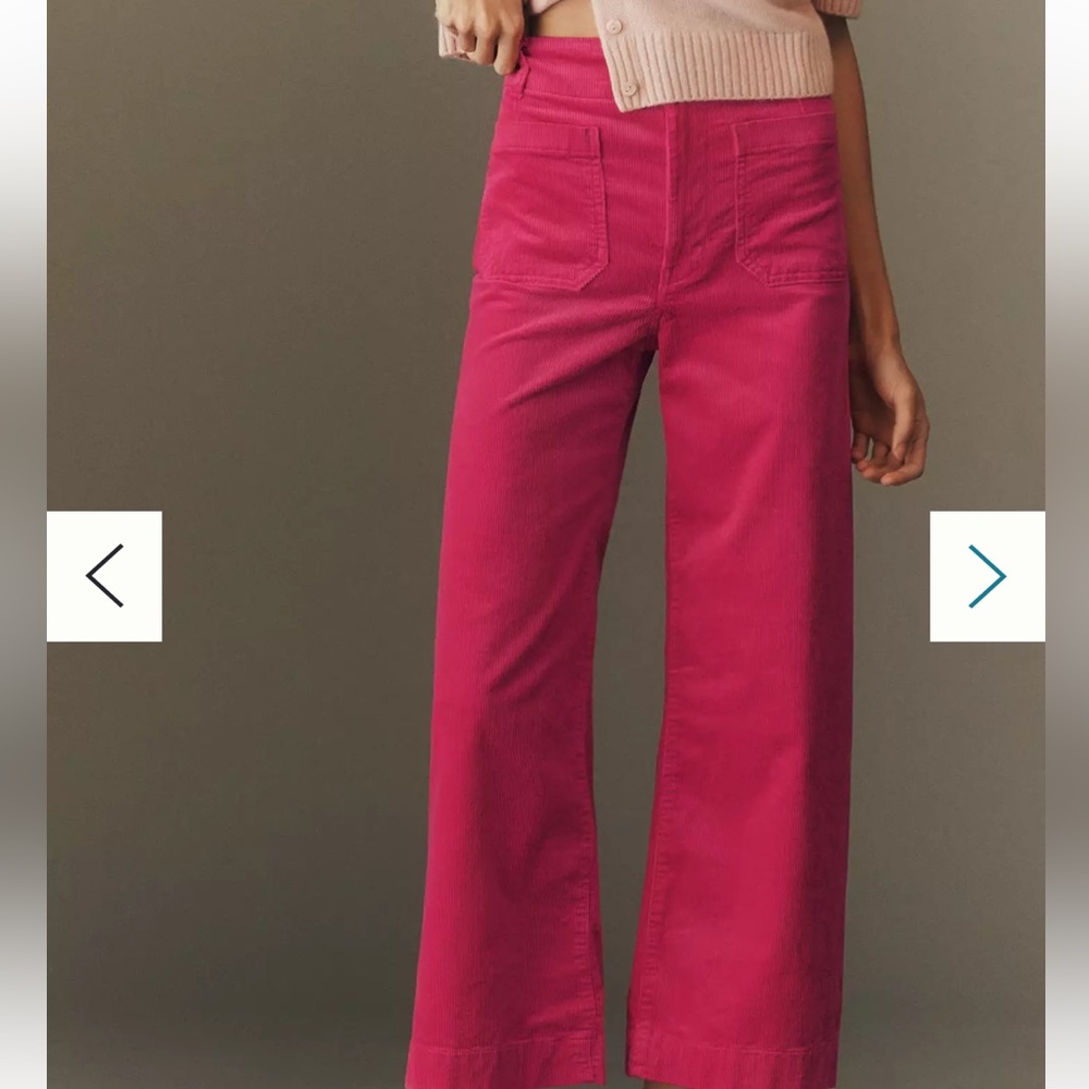 NWT Maeve The Colette cropped corduroy in Hot Fuschia!